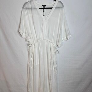 RAG & BONE White Cotton Gauze Caftan Midi Dress Cover Up Beach Kaftan Medium